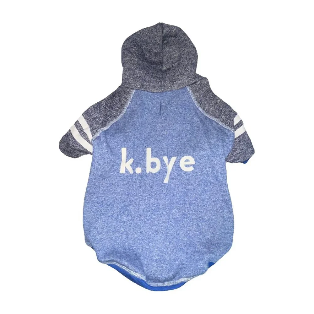 NWT Top Paw Blue K Bye Fleece Lined Hooded Pullover Sweatshirt Winter Dog L